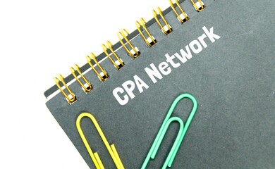 notebook, click paper and word cpa network. Business concept