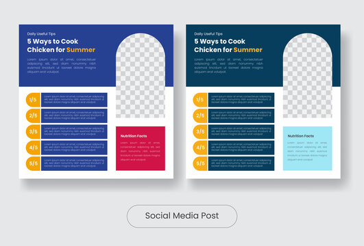 Culinary Food Tips Social Media Post Banner Template Set