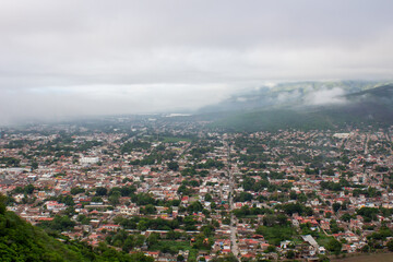 toma aerea durante el amancer en autlan de navarro jalisco mexico 