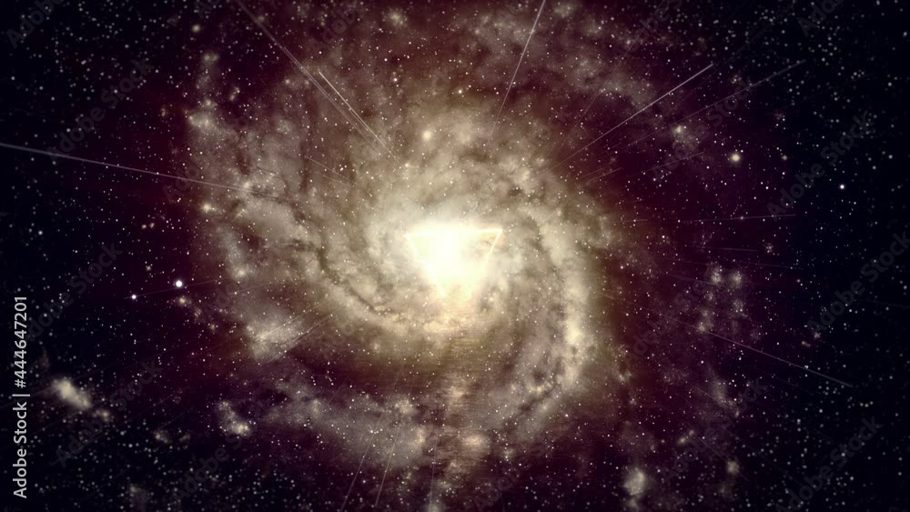 Wall mural galaxy through neon light loop. travel passing neon light with star glow go to deep galaxy seamless 