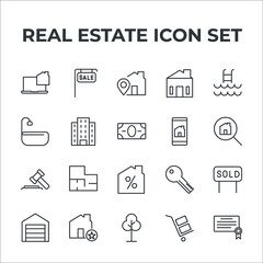 real estate set icon, isolated real estate set sign icon, vector illustration