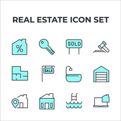 real estate set icon, isolated real estate set sign icon, vector illustration