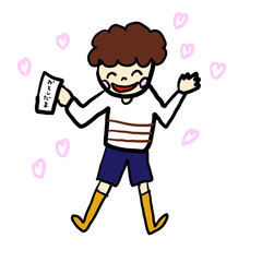 お年玉をもらってうれしい男の子　新年