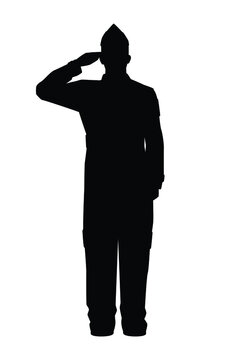 saluting soldier silhouette on white background clip art preview