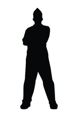 Air force fighter pilot silhouette vector on white background