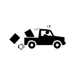 Irresponsible truck driver icon, vector and glyph