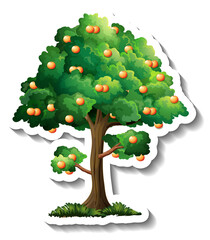 Orange tree sticker on white background