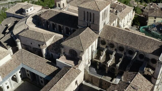 Drone View Around The Gothic Cathedral Of Cuenca In The Region Of Castile-La Mancha In Spain. orbiting shot