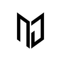 initial letters monogram logo black NJ