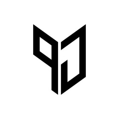 initial letters monogram logo black PJ