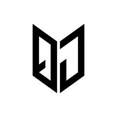 initial letters monogram logo black QJ