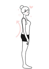 真っすぐ伸びた女性の横姿