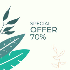 Social media stories and post creative Vector set. Background template with copy space for text and images design by abstract colored shapes, line arts , Tropical leaves warm color of the earth tone