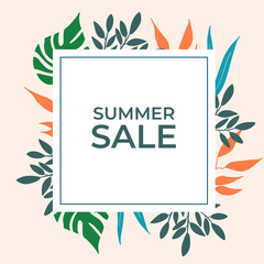 Obraz premium Abstract background designs, summer sale, social media promotional content. Vector illustration floral element