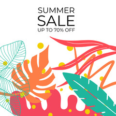 Abstract background designs, summer sale, social media promotional content. Vector illustration floral element