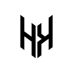 initial letters monogram logo black HK