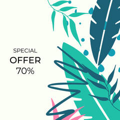 Abstract background designs, summer sale, social media promotional content. Vector illustration floral element