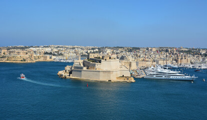 View of Fort St. Angelo in Grand Harbour, Malta
