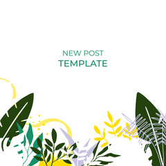 Hand drawn summer instagram posts or social media stories template. Can be use for floral wedding invitation, greeting card, banner, flier, business card and more