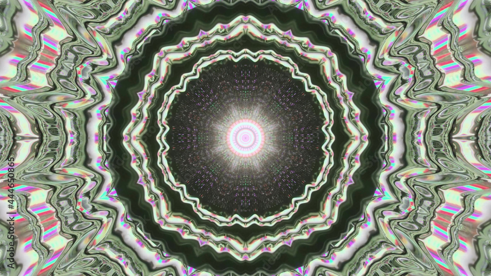 Wall mural 3d rendering of a bright galaxy-like pattern with big iridescent circles on the outsid