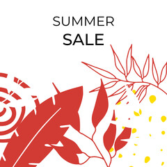 Hand drawn summer instagram posts or social media stories template. Can be use for floral wedding invitation, greeting card, banner, flier, business card and more