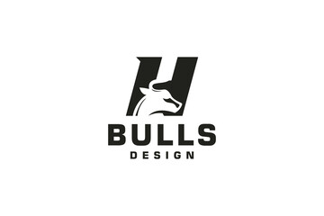 Letter H logo, Bull logo,head bull logo, monogram Logo Design Template Element