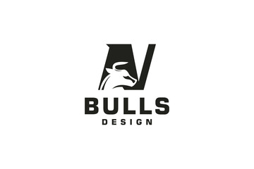 Letter N logo, Bull logo,head bull logo, monogram Logo Design Template Element
