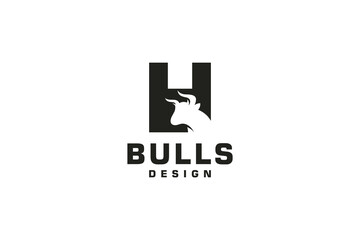 Letter H logo, Bull logo,head bull logo, monogram Logo Design Template Element