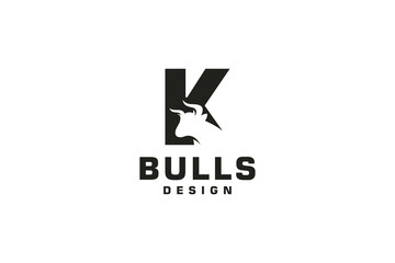 Fototapeta premium Letter K logo, Bull logo,head bull logo, monogram Logo Design Template Element