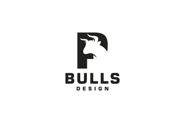 Letter P logo, Bull logo,head bull logo, monogram Logo Design Template Element
