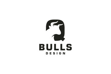 Letter Q logo, Bull logo,head bull logo, monogram Logo Design Template Element