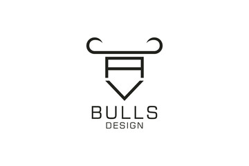 Letter A logo, Bull logo,head bull logo, monogram Logo Design Template Element