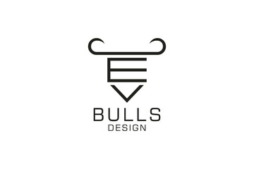 Letter E logo, Bull logo,head bull logo, monogram Logo Design Template Element