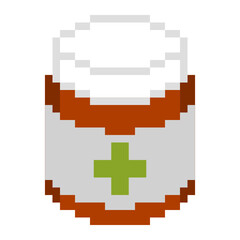 A isolated of bottle of Medicine, in Pixelated design