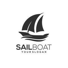 Sailboat logo retro illustration