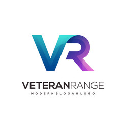 Vr letter logo colorful gradient illustration