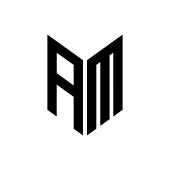initial letters monogram logo black AM