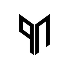 initial letters monogram logo black PN