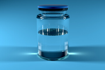 Simulated covid-19 vaccine vial on a laboratory, 3D- Render