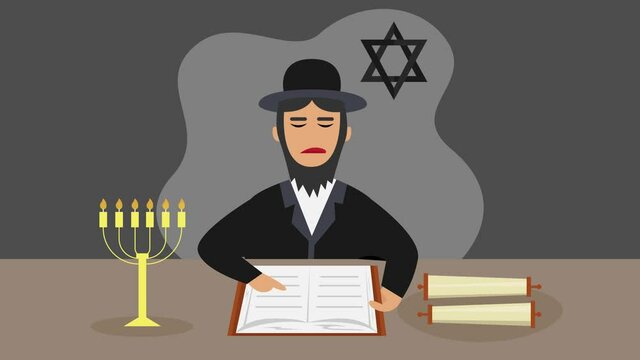 Jewish man reading jewish book