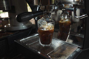  Espresso Coffee machine making a coffee