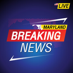 Naklejka na ściany i meble Breaking news. United states of America with backgorund. Maryland and map on Background vector art image illustration.