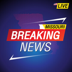 Breaking news. United states of America with backgorund. Missouri and map on Background vector art image illustration.