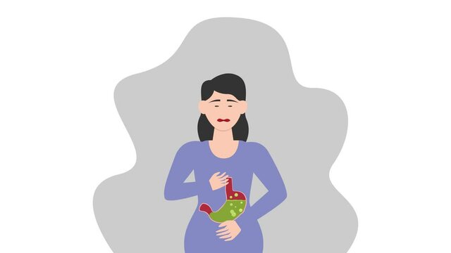 Young woman suffering gastric pains