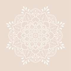 white Flower Mandala with vintage floral style, Vector mandala Oriental pattern, Hand drawn decorative element