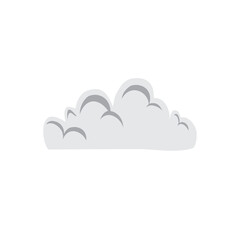 nature panorama with white cloud icon symbol concept. Vector flat cartoon illustration