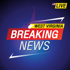 Breaking news. United states of America with backgorund. West Virginia and map on Background vector art image illustration.