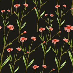 Vector pattern with a floral theme. Background with leaves and flowers. The backdrop for greeting cards, posters, banners, and placards.