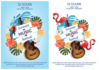 tropical summer music festival poster for beach party
