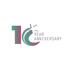 10 Year Anniversary Logo Vector Template Design Illustration White Color